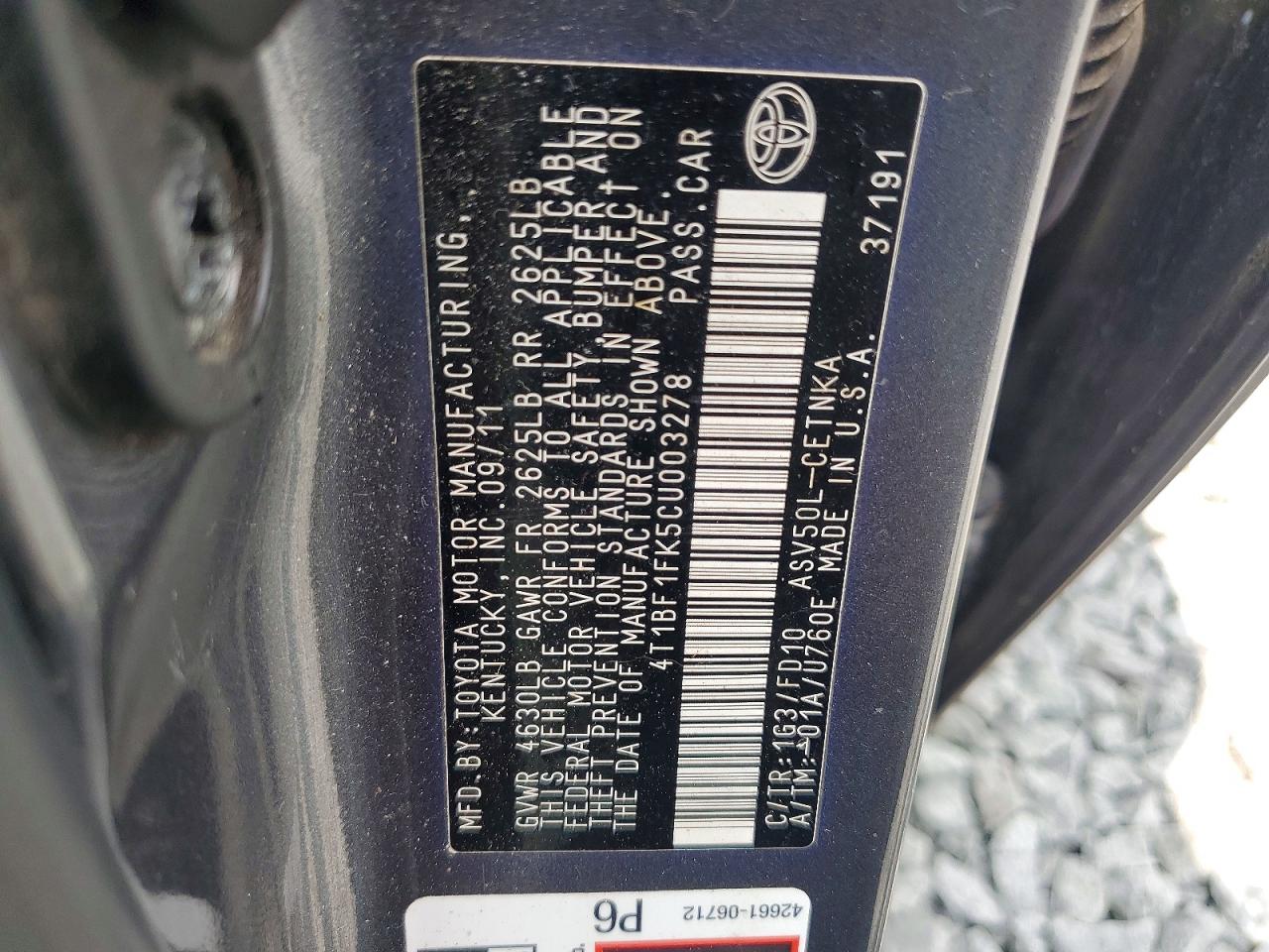 2012 TOYOTA CAMRY