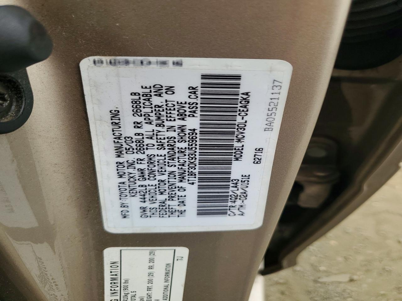 2003 TOYOTA CAMRY