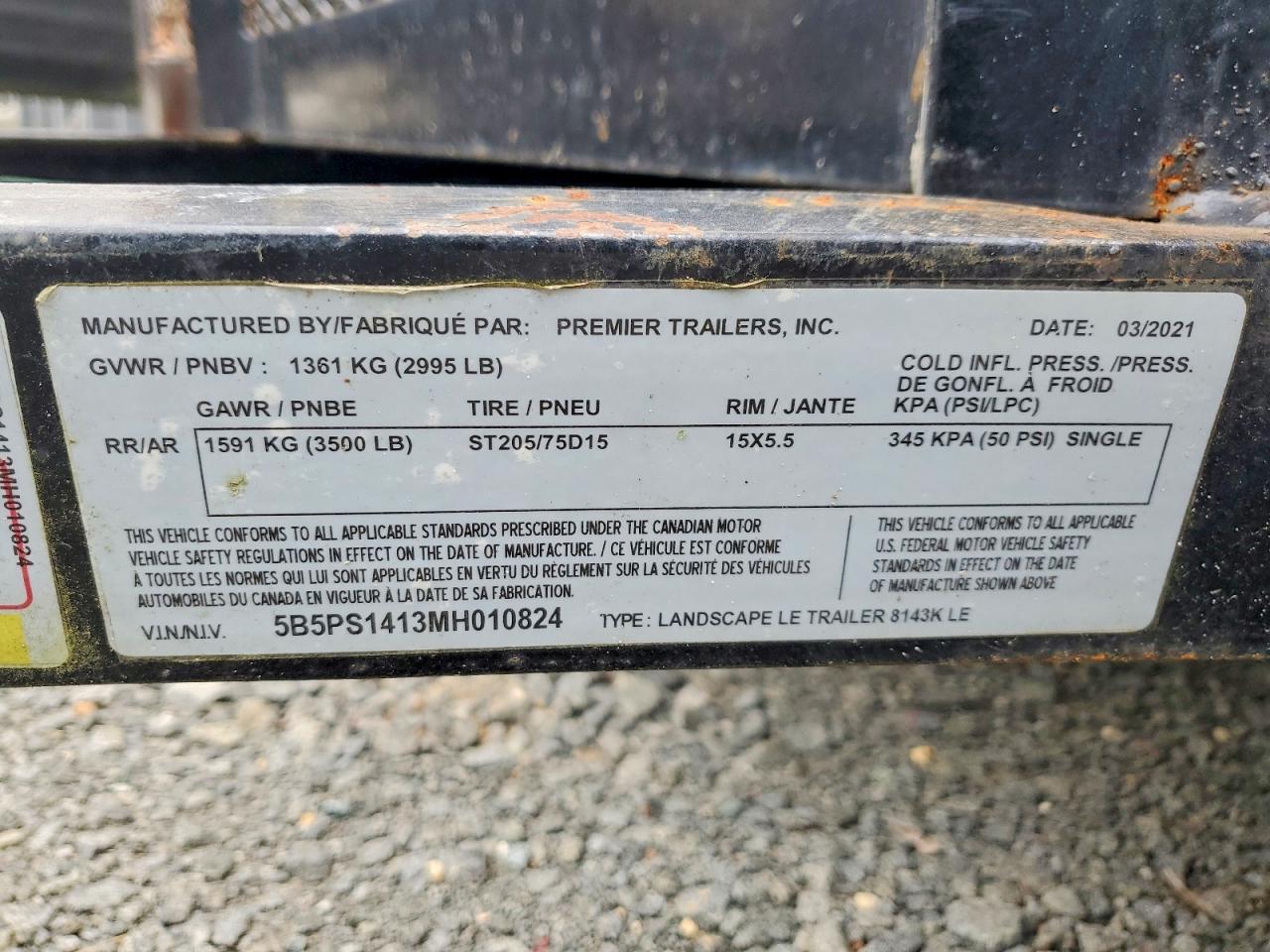 2021 PREMIER 5X8  TRLR
