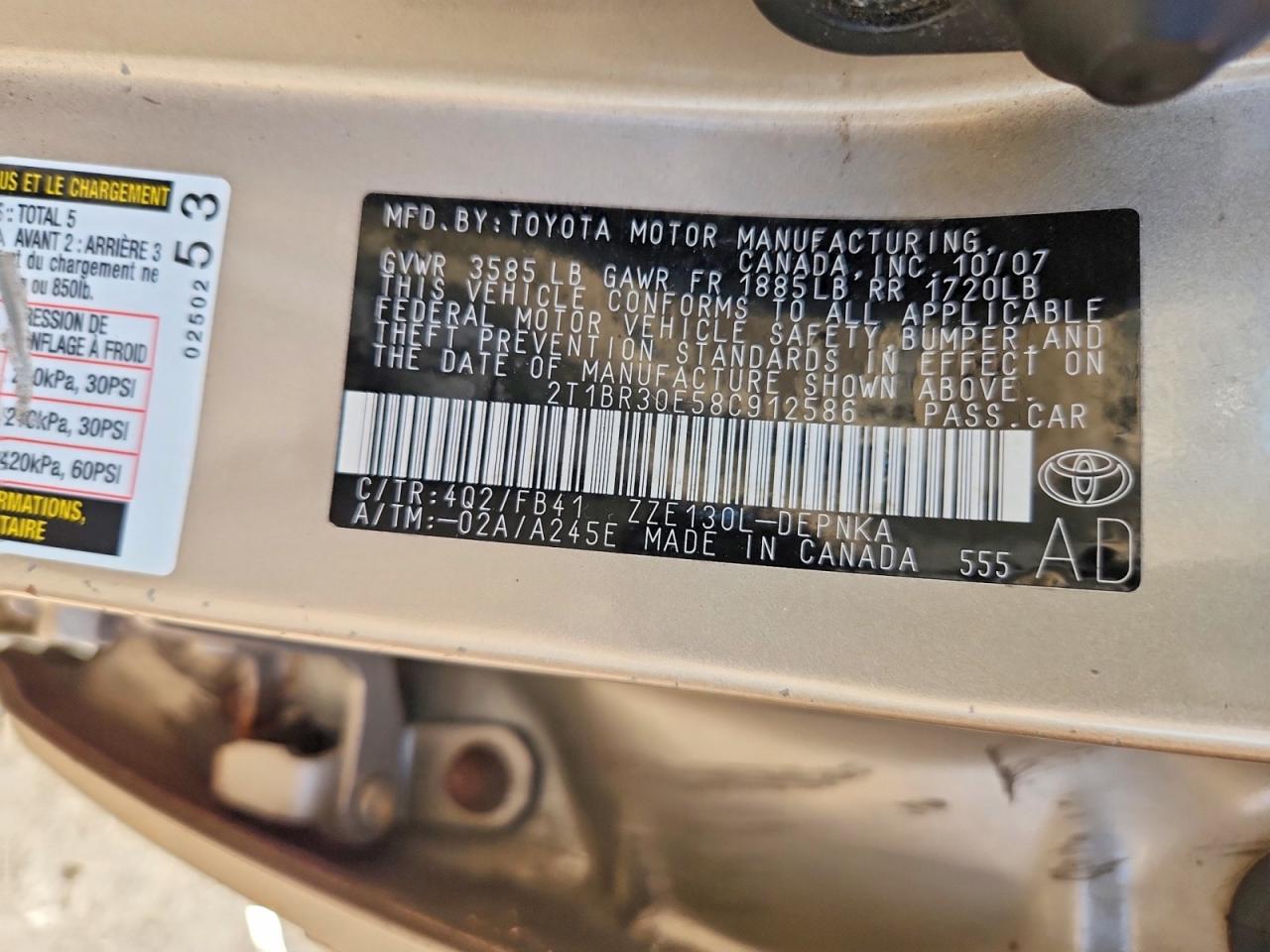 2008 TOYOTA COROLLA