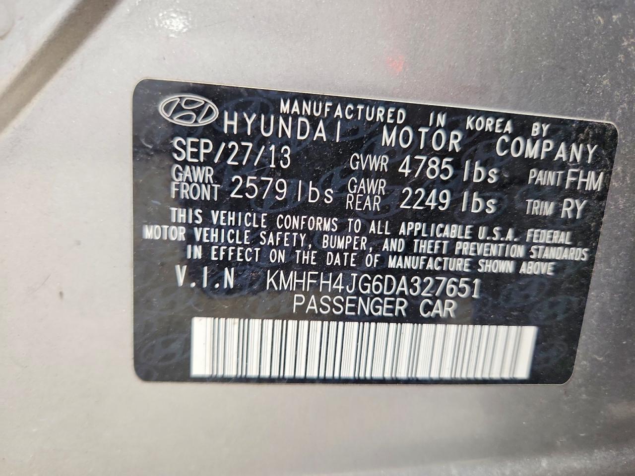 2013 HYUNDAI AZERA