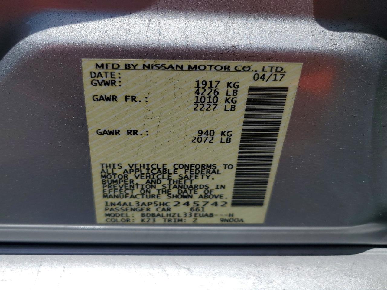 2017 NISSAN ALTIMA