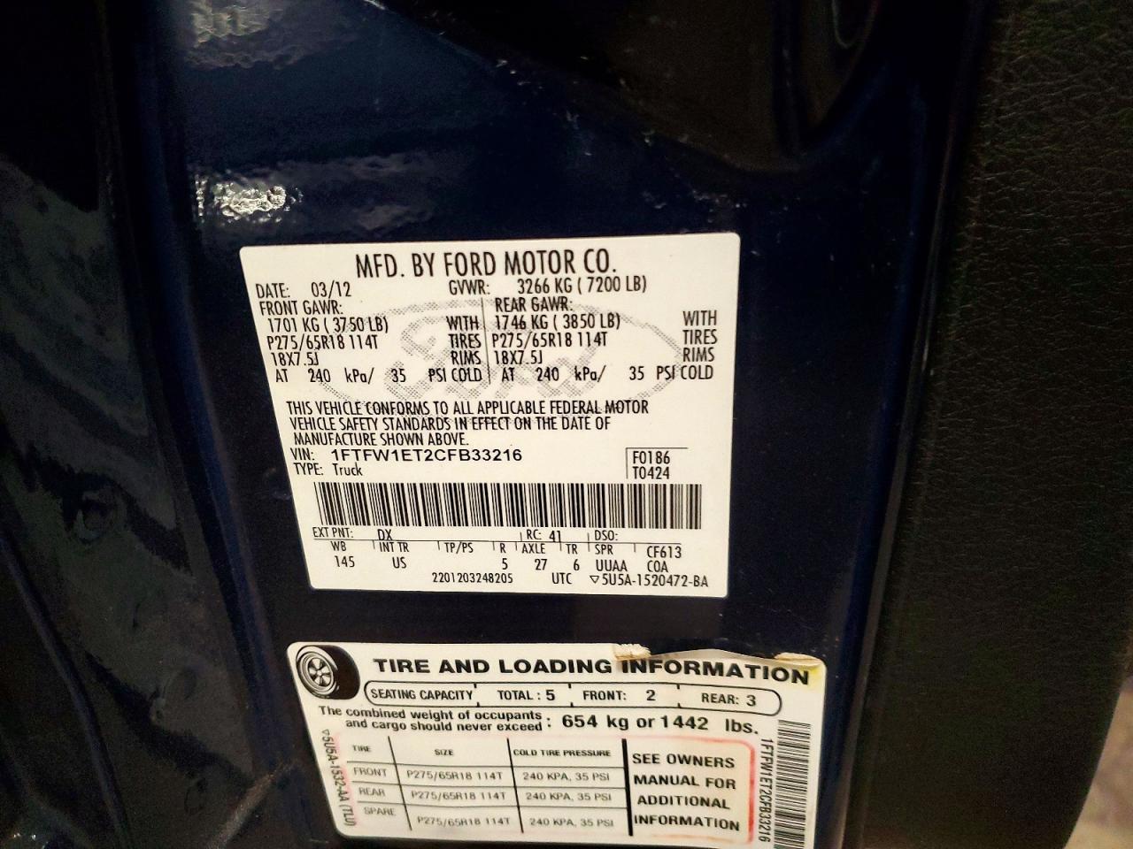 2012 FORD F150
