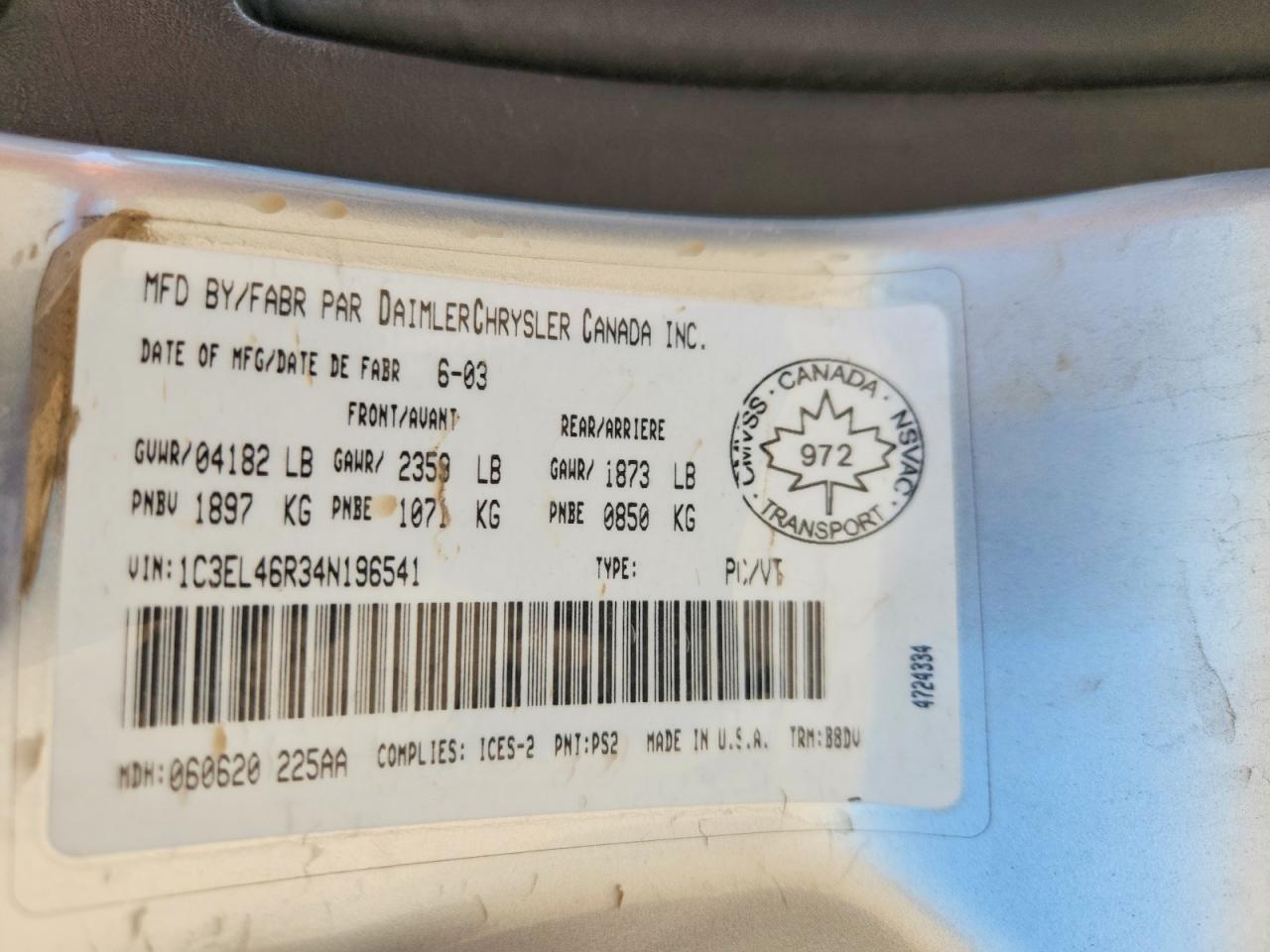 2004 CHRYSLER SEBRING