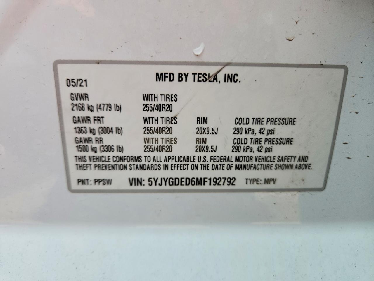 2021 TESLA MODEL Y
