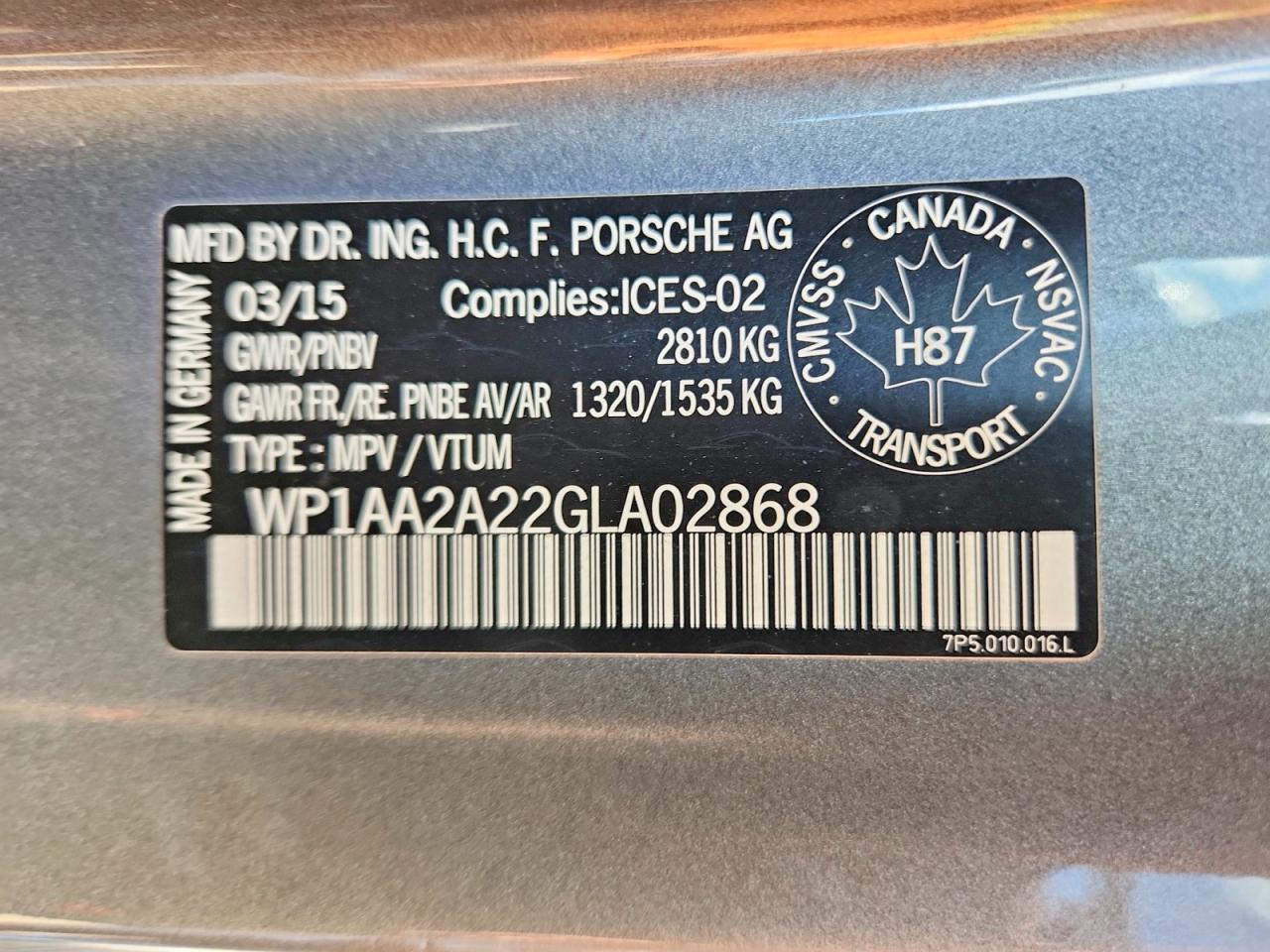 2016 PORSCHE CAYENNE
