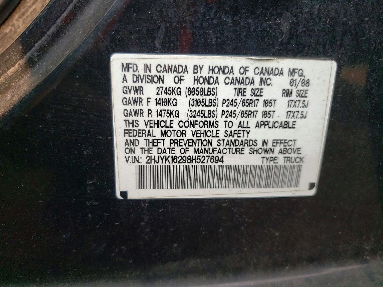 2008 HONDA RIDGELINE