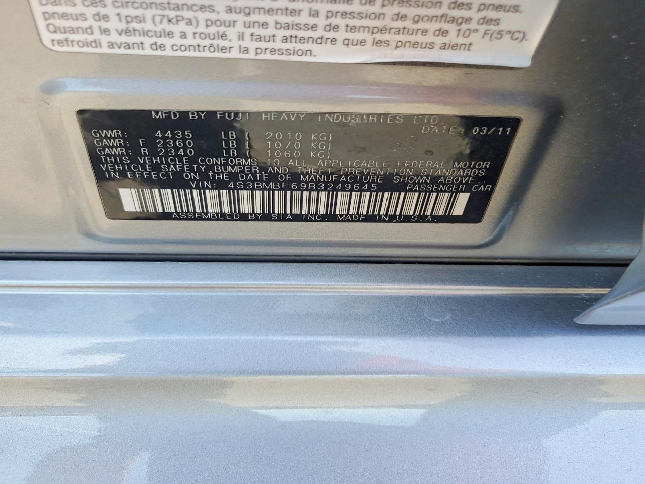 2011 SUBARU LEGACY