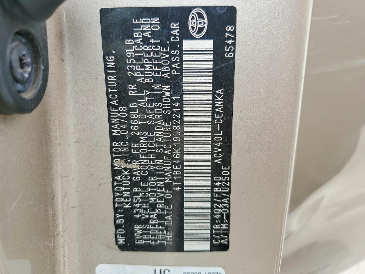 2009 TOYOTA CAMRY