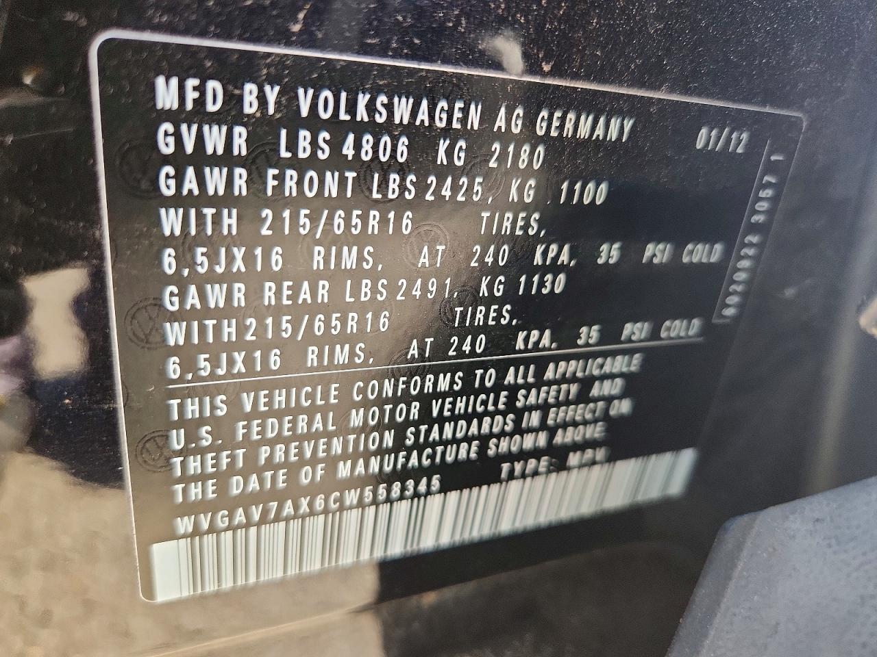 2012 VOLKSWAGEN TIGUAN
