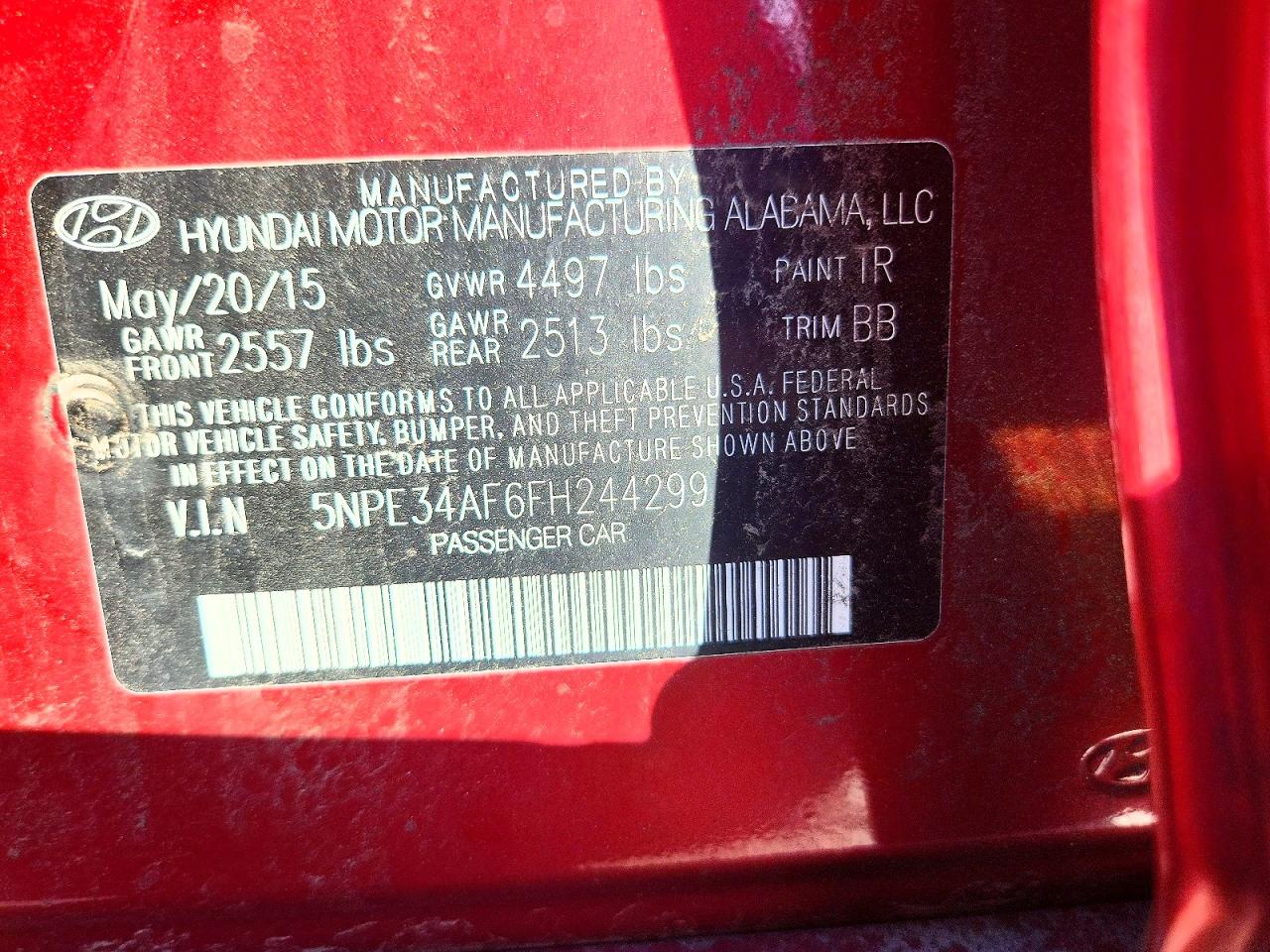 2015 HYUNDAI SONATA
