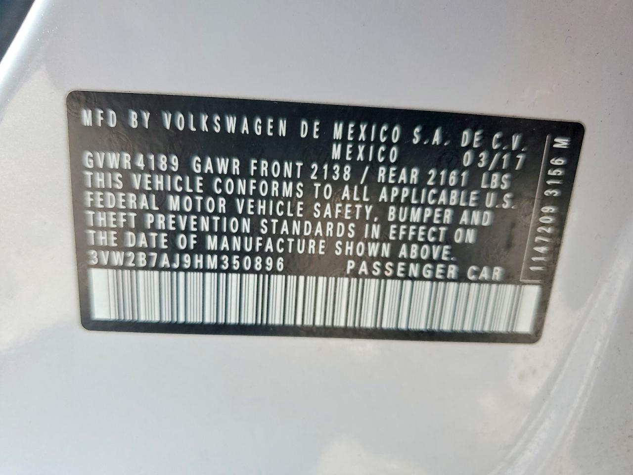 2017 VOLKSWAGEN JETTA
