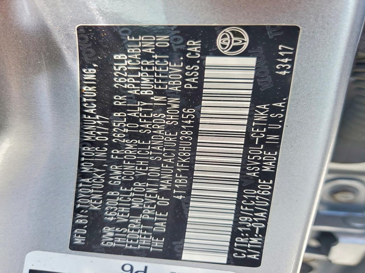 2017 TOYOTA CAMRY