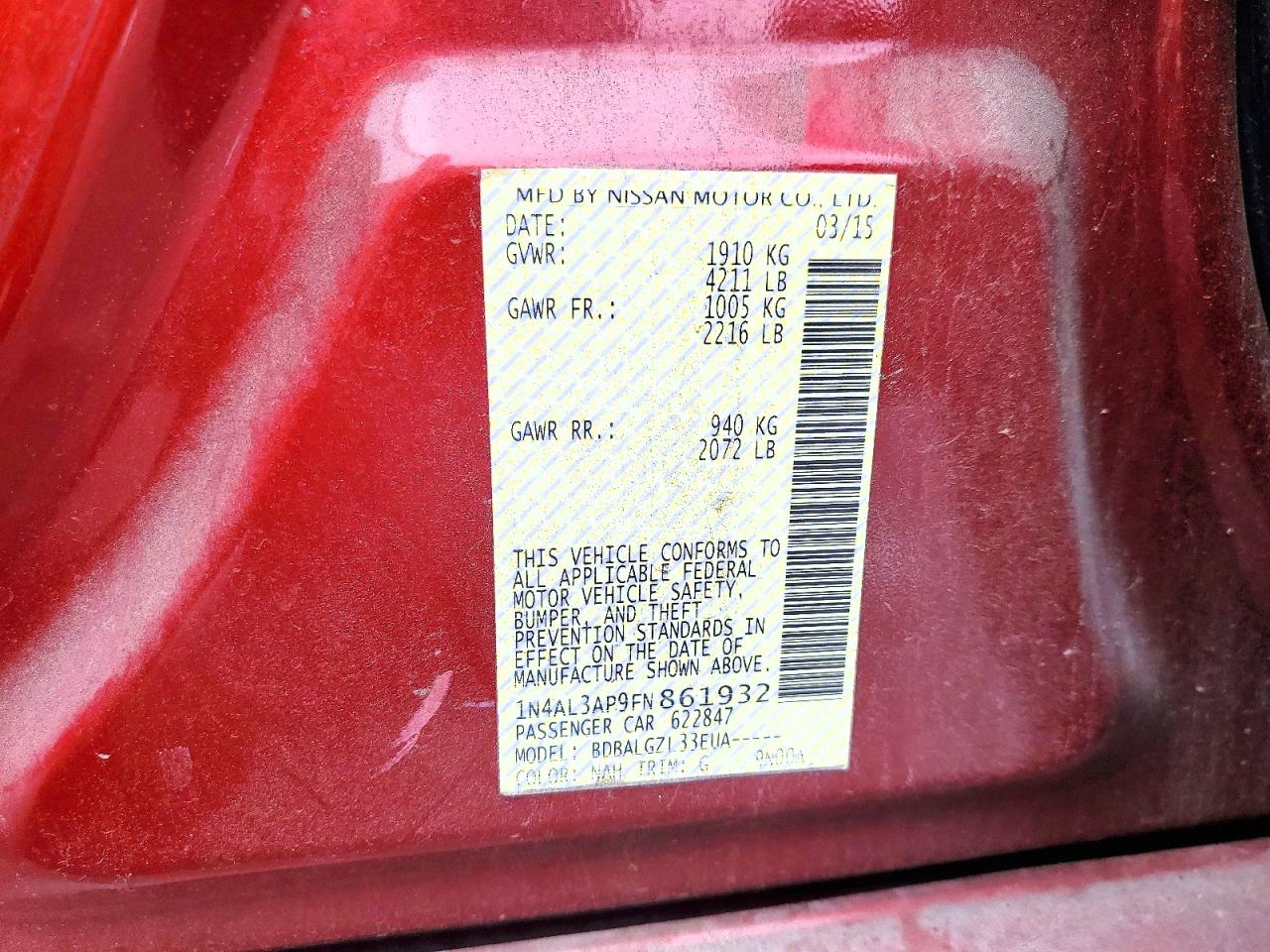 2015 NISSAN ALTIMA