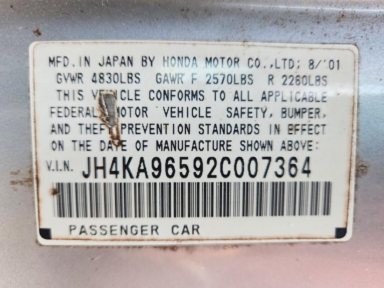 2002 ACURA RL