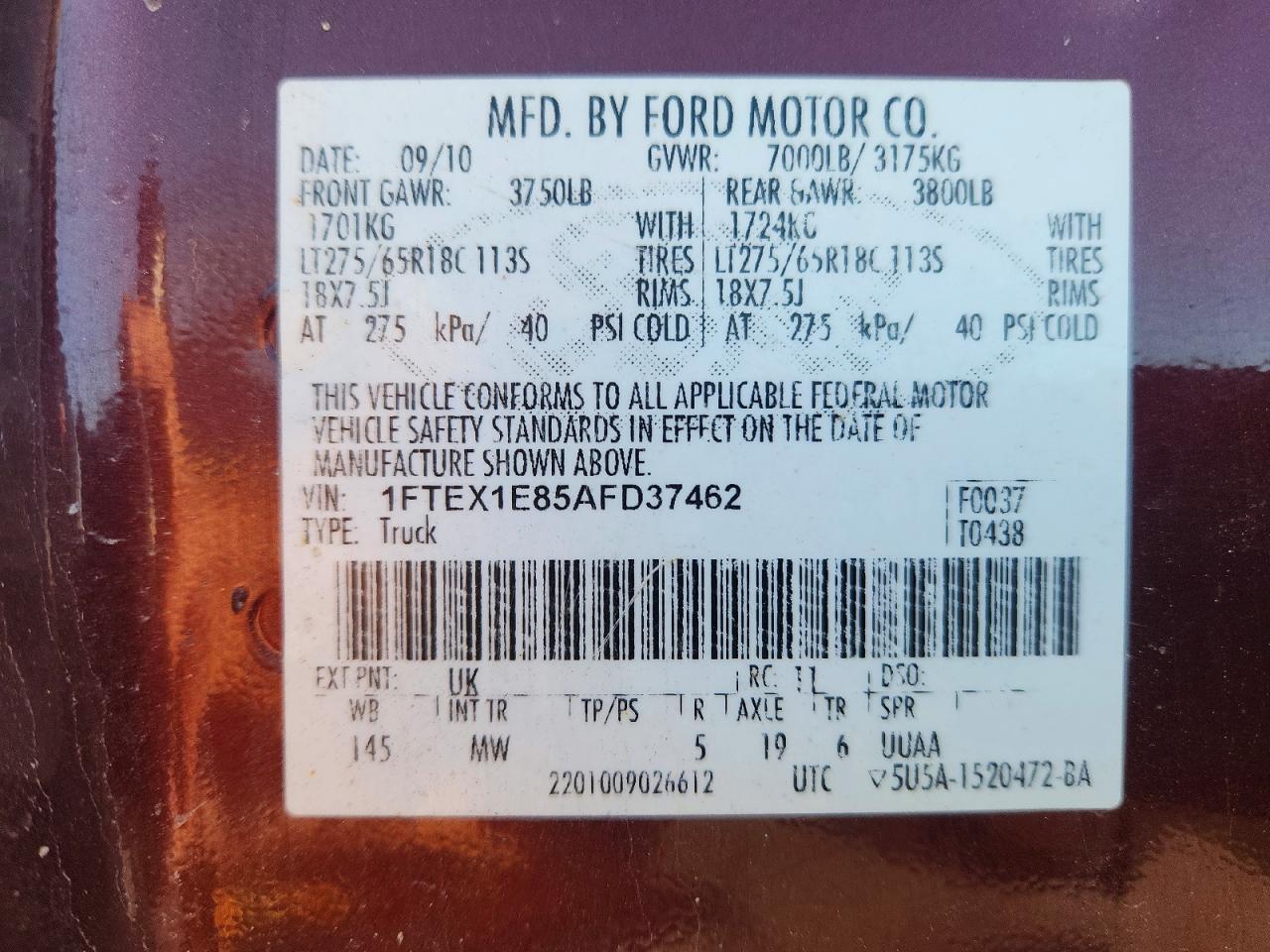2010 FORD F150