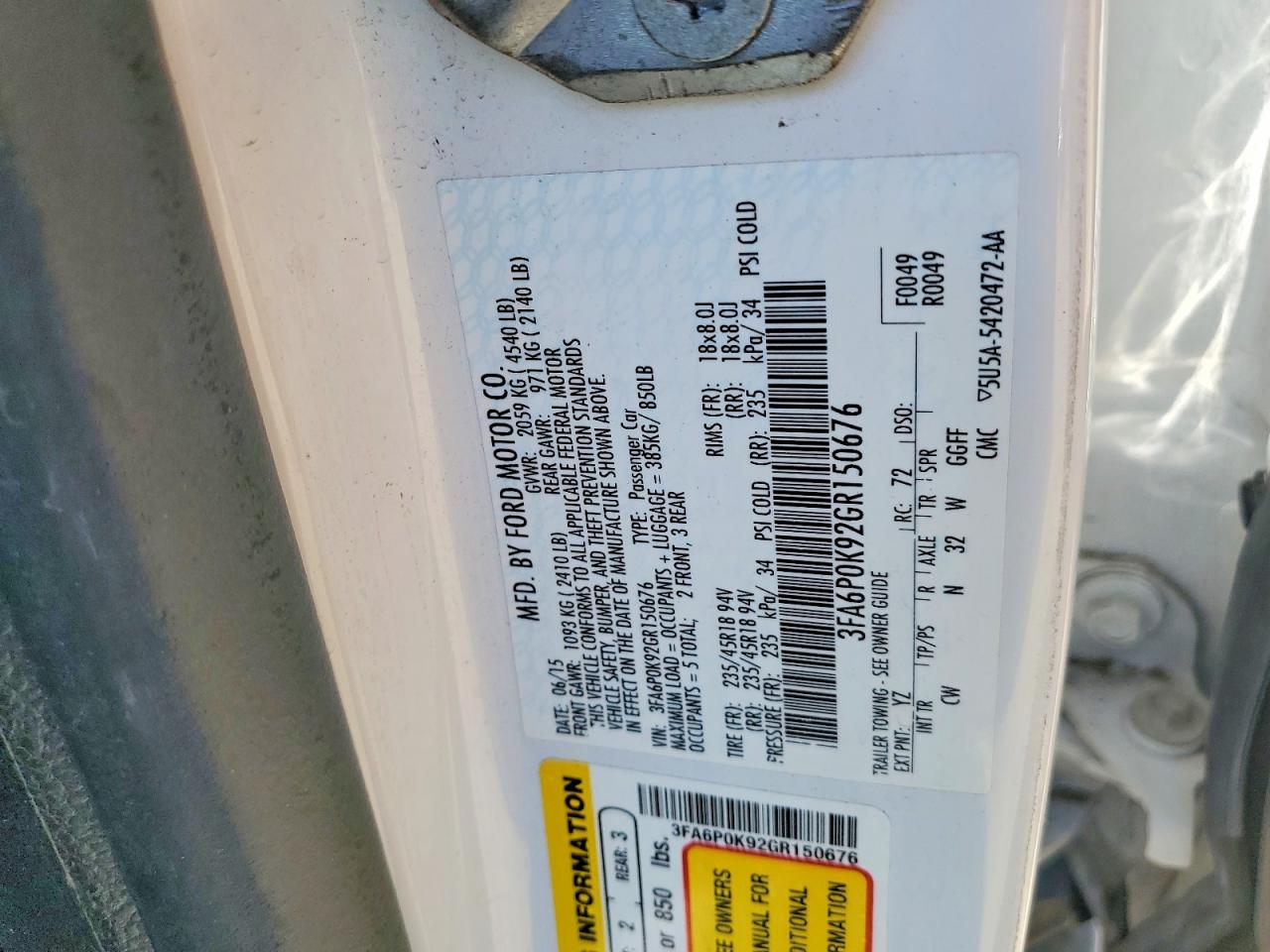 2016 FORD FUSION