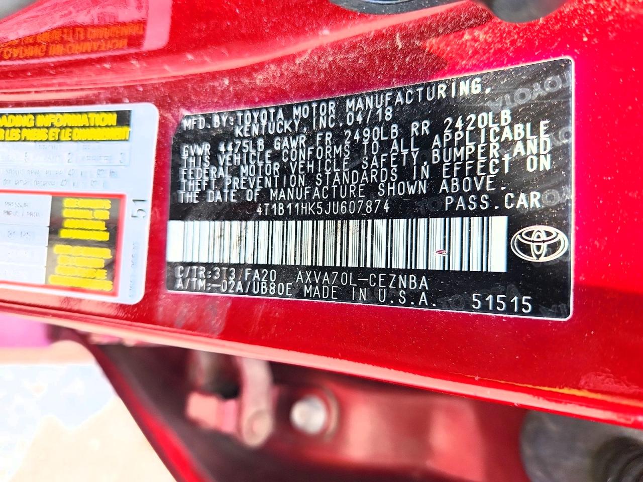 2018 TOYOTA CAMRY