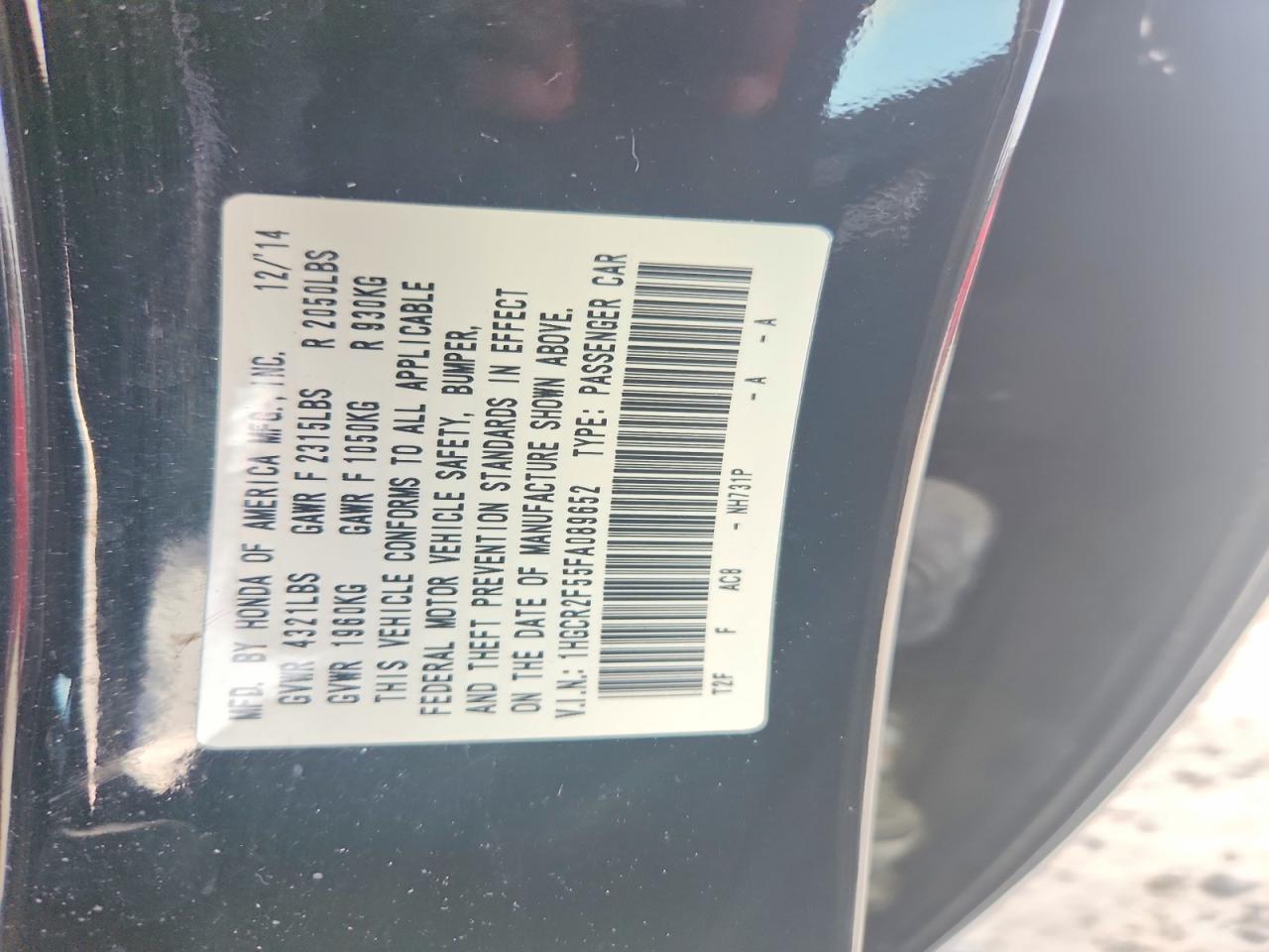 2015 HONDA ACCORD