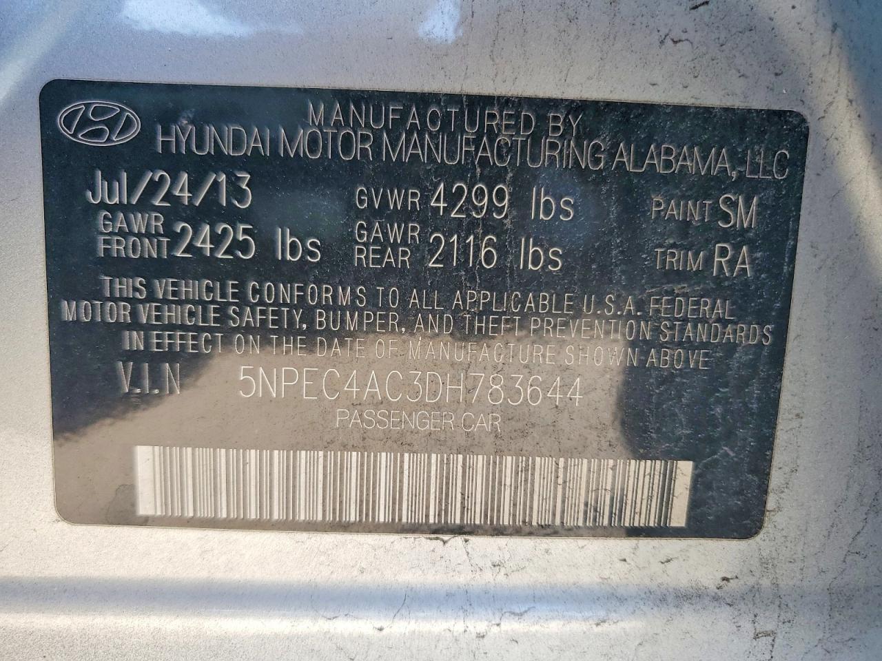 2013 HYUNDAI SONATA