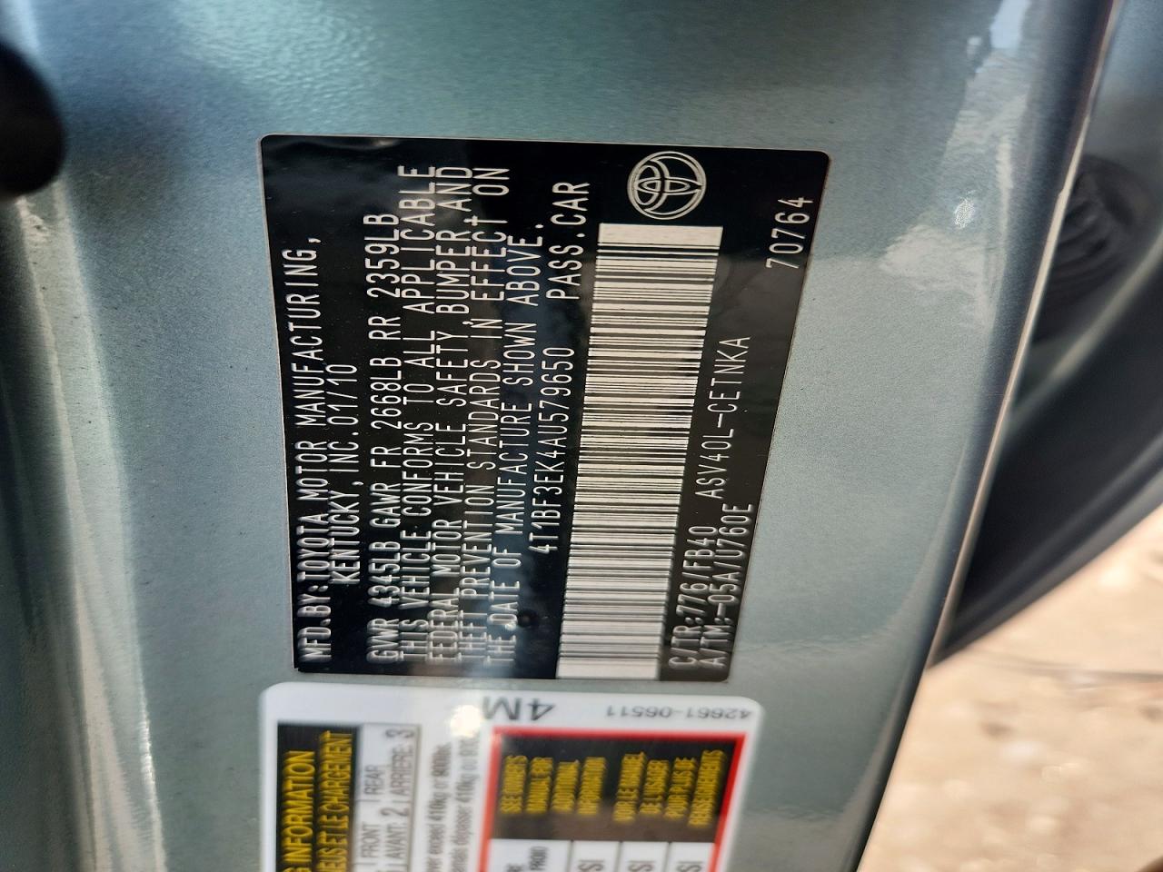2010 TOYOTA CAMRY