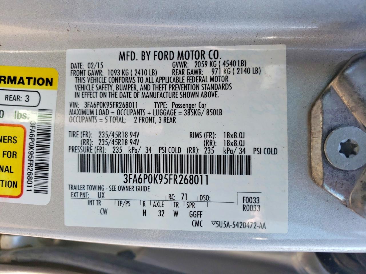 2015 FORD FUSION