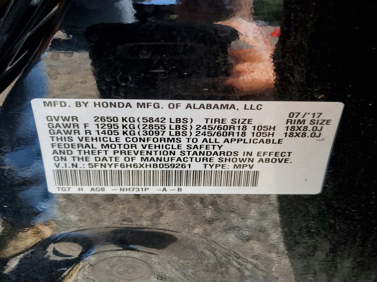 2017 HONDA PILOT