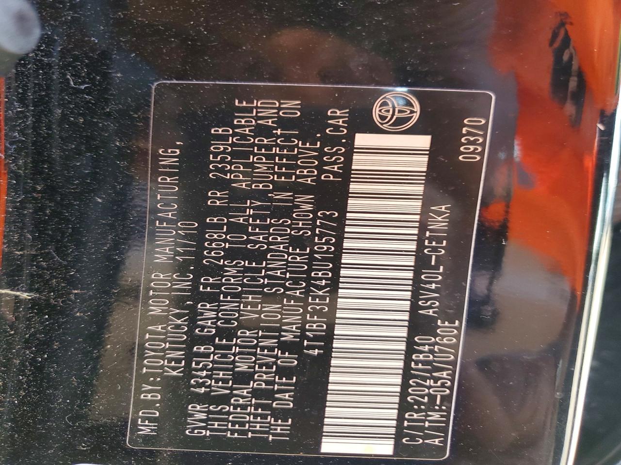 2011 TOYOTA CAMRY