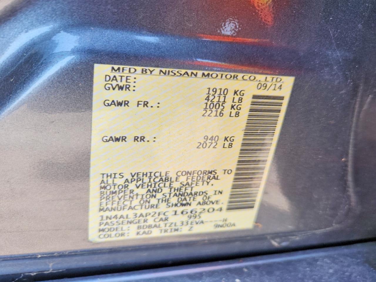 2015 NISSAN ALTIMA
