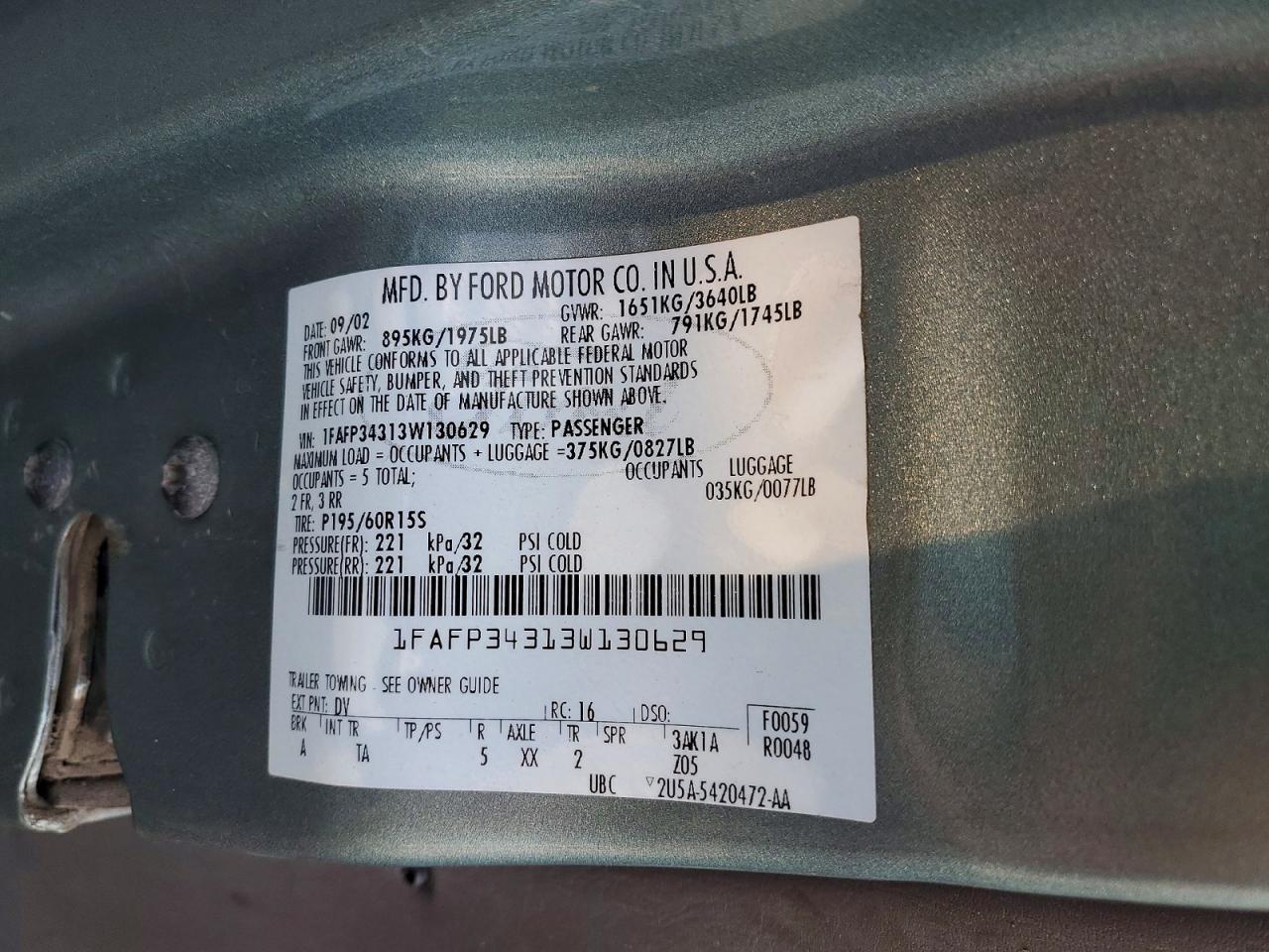 2003 FORD FOCUS