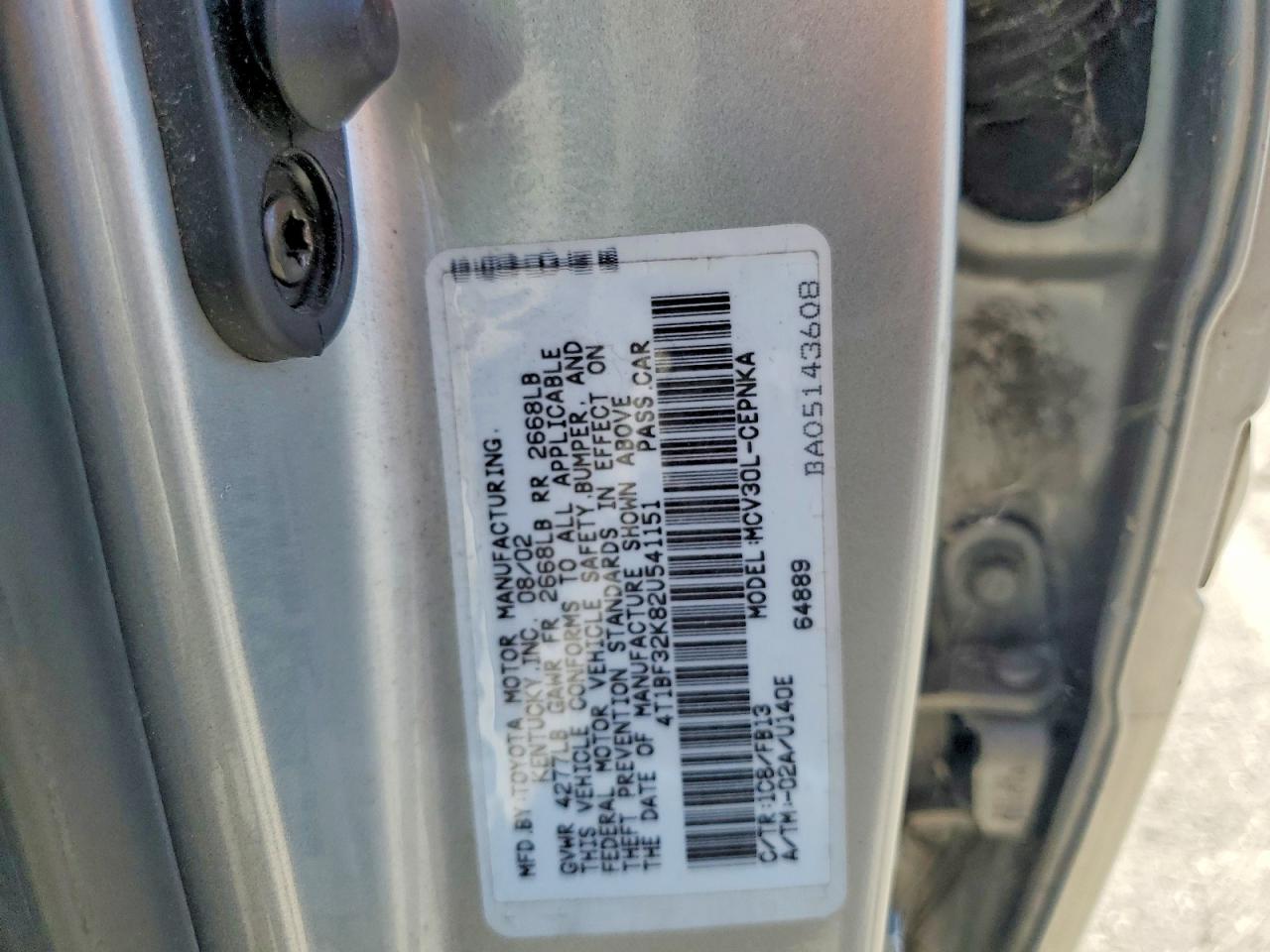 2002 TOYOTA CAMRY LE V