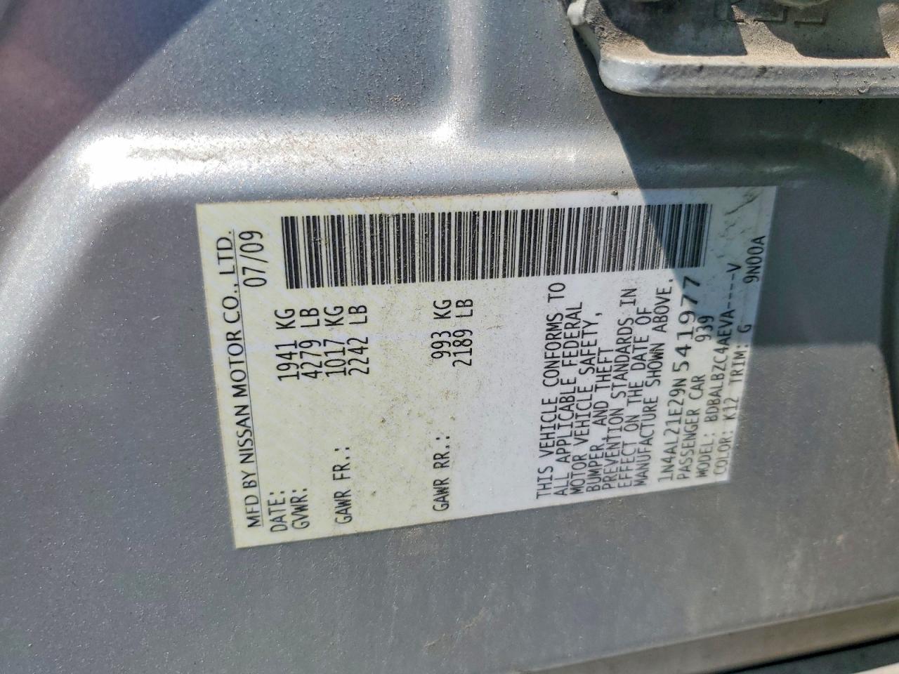 2009 NISSAN ALTIMA
