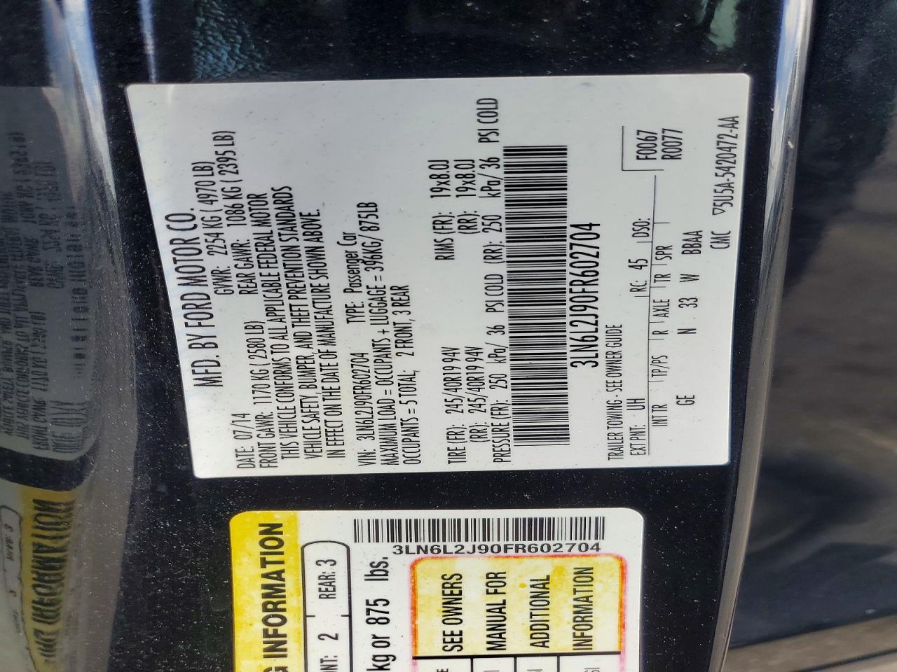2015 LINCOLN MKZ