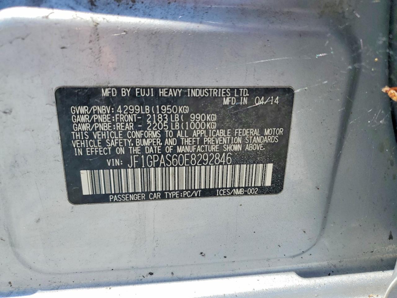 2014 SUBARU IMPREZA