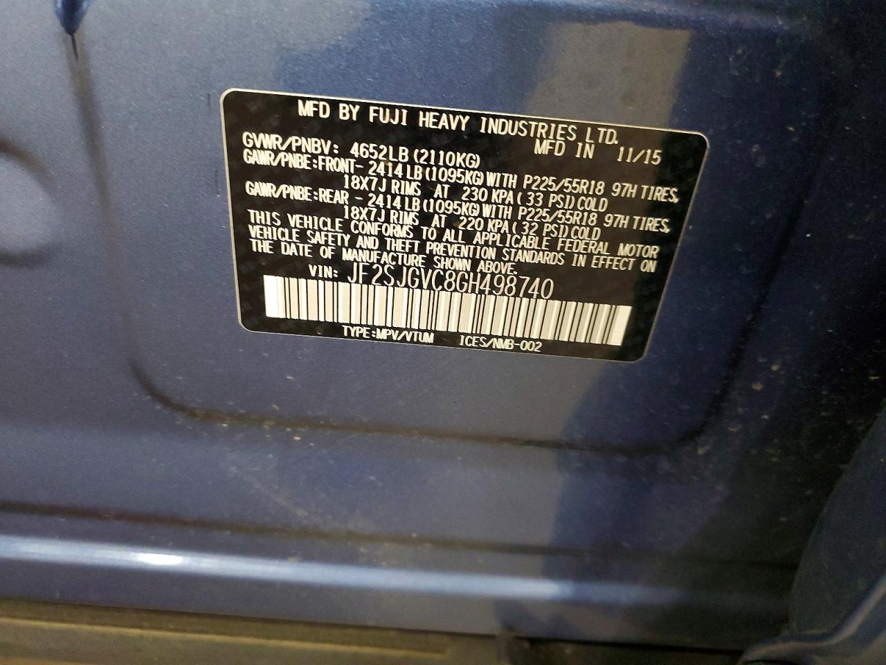 2016 SUBARU FORESTER