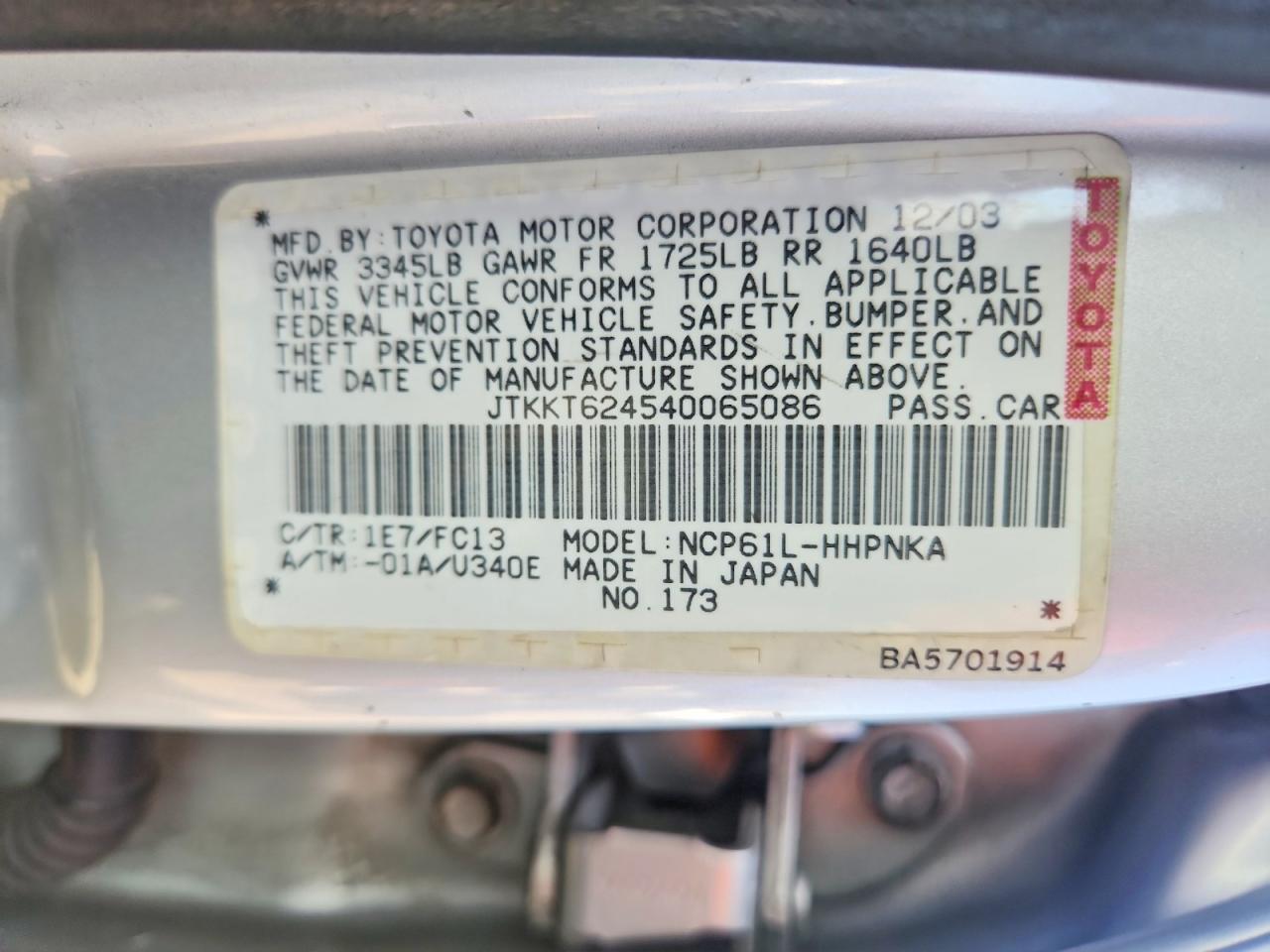 2004 SCION XA