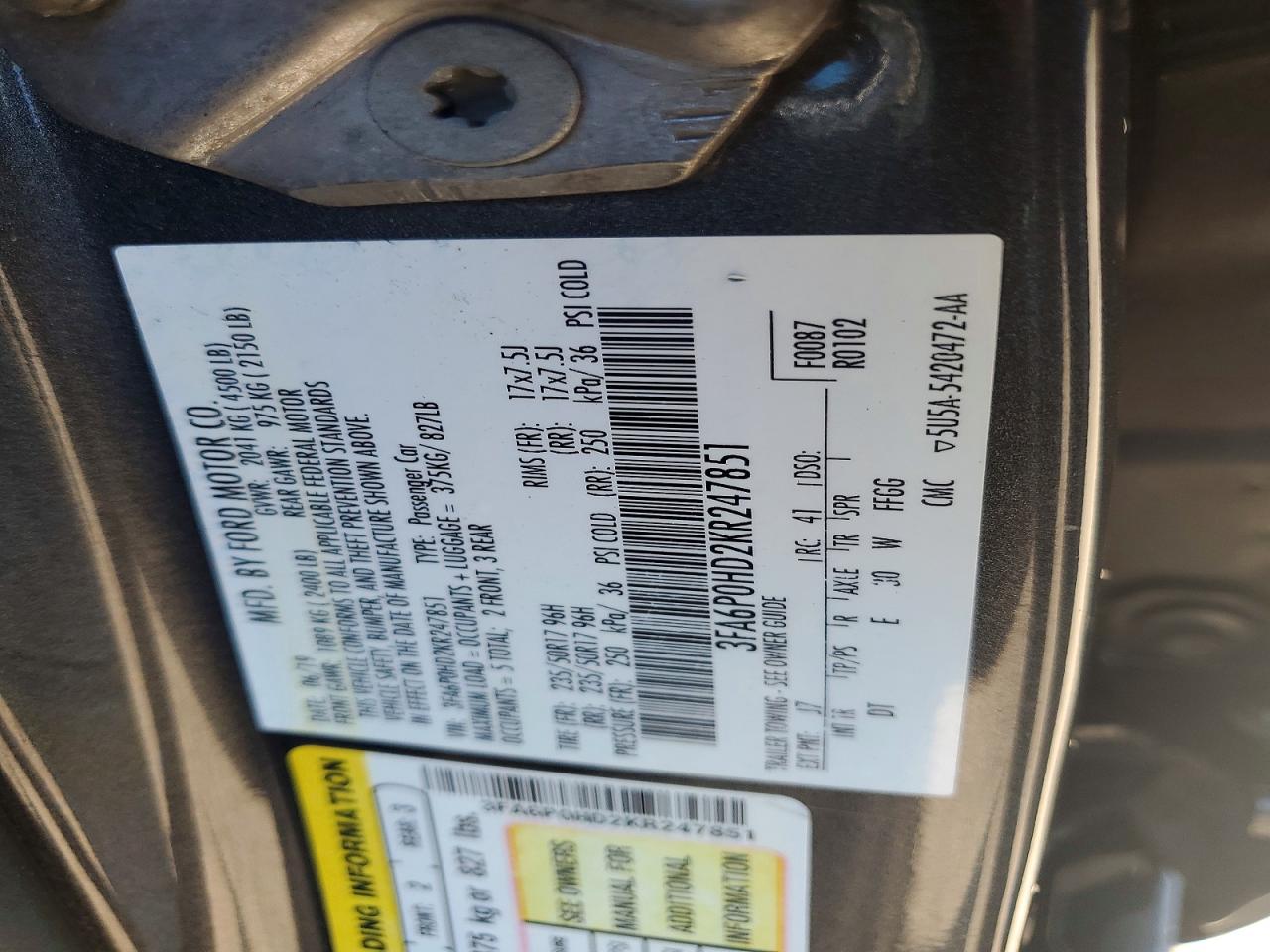 2019 FORD FUSION