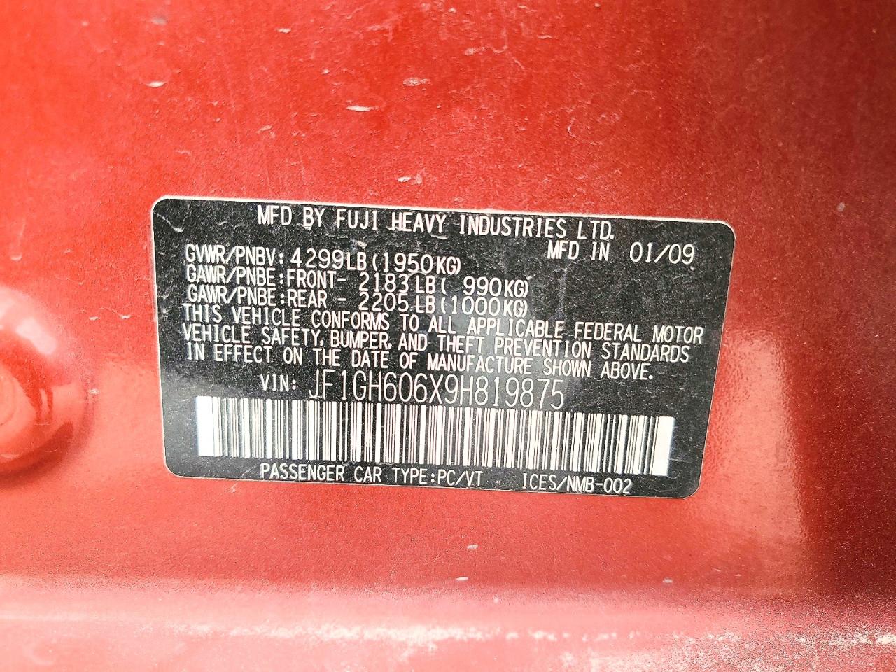 2009 SUBARU IMPREZA