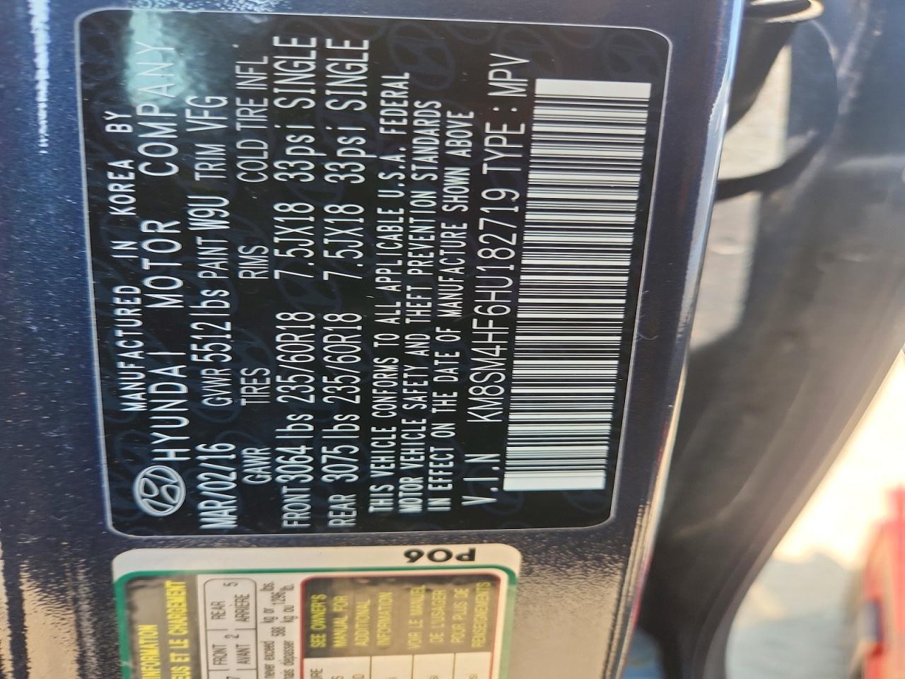 2017 HYUNDAI SANTA FE