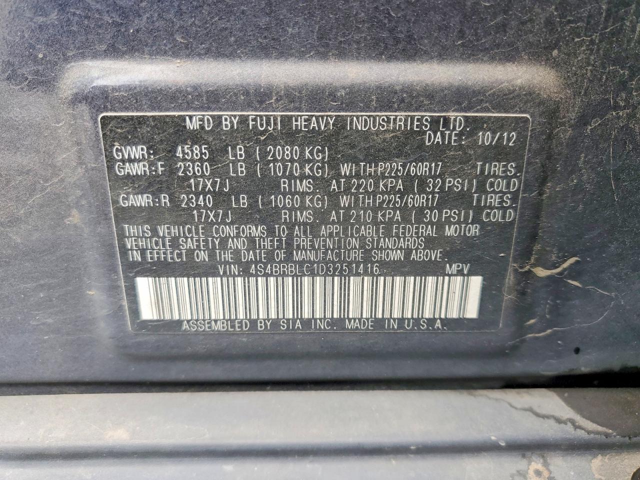 2013 SUBARU OUTBACK