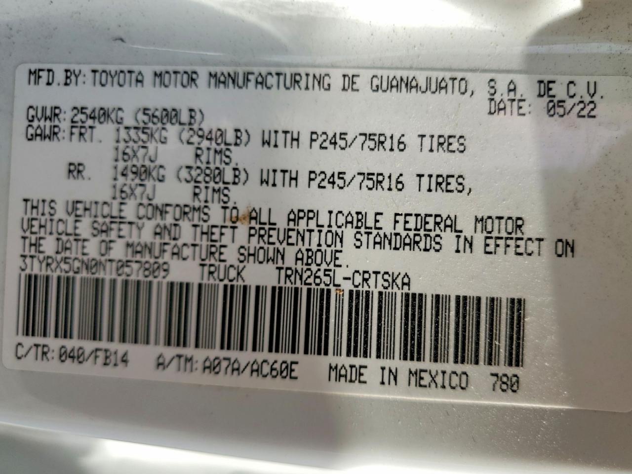 2022 TOYOTA TACOMA