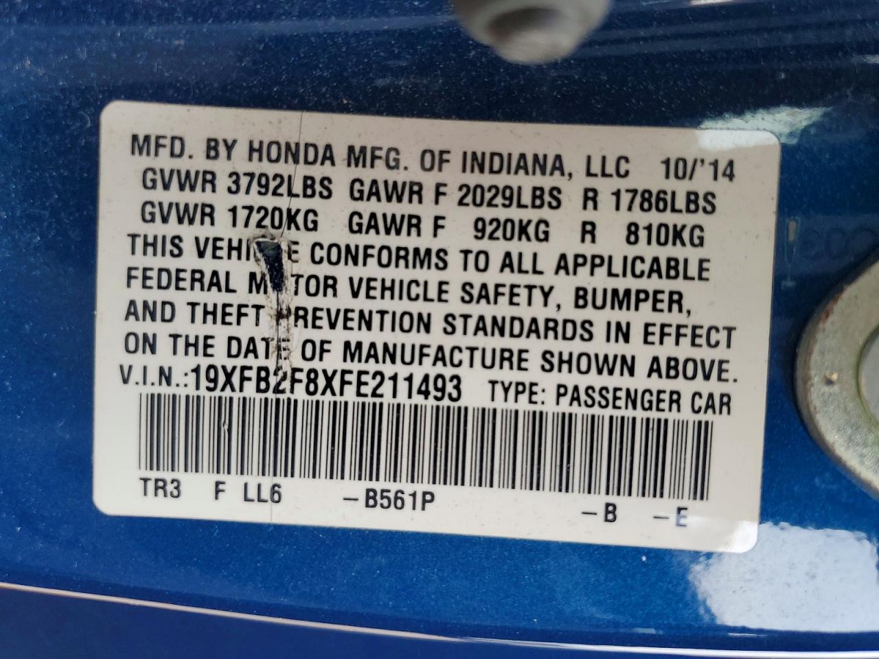 2015 HONDA CIVIC