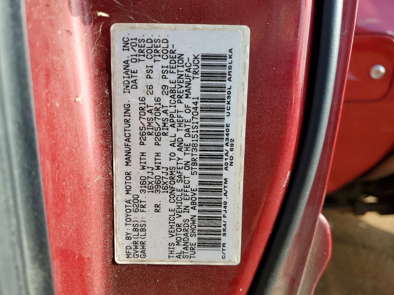 2001 TOYOTA TUNDRA