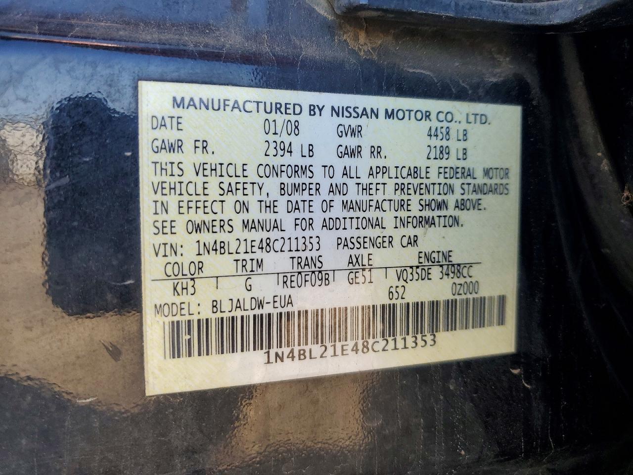 2008 NISSAN ALTIMA