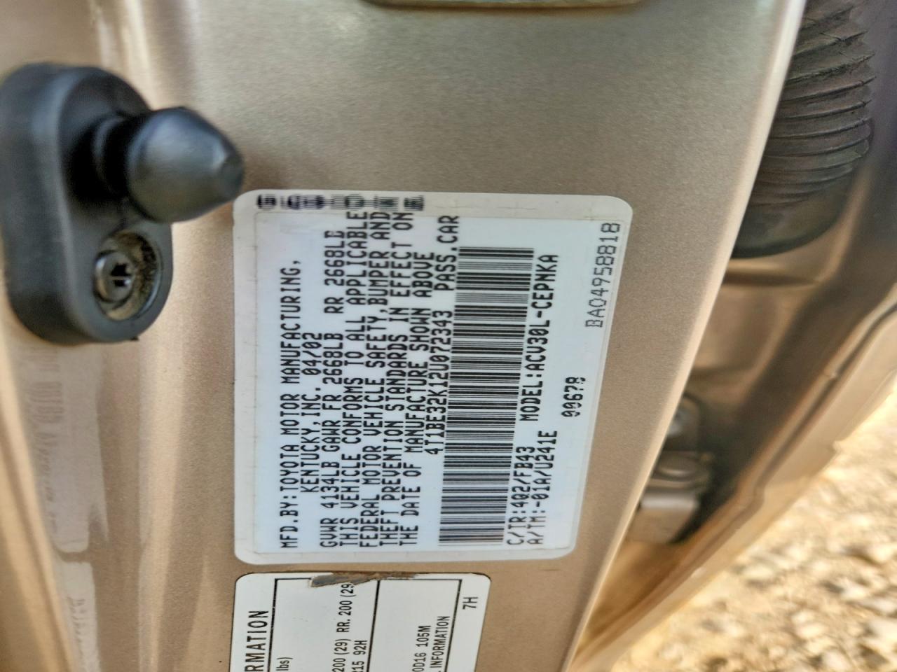 2002 TOYOTA CAMRY