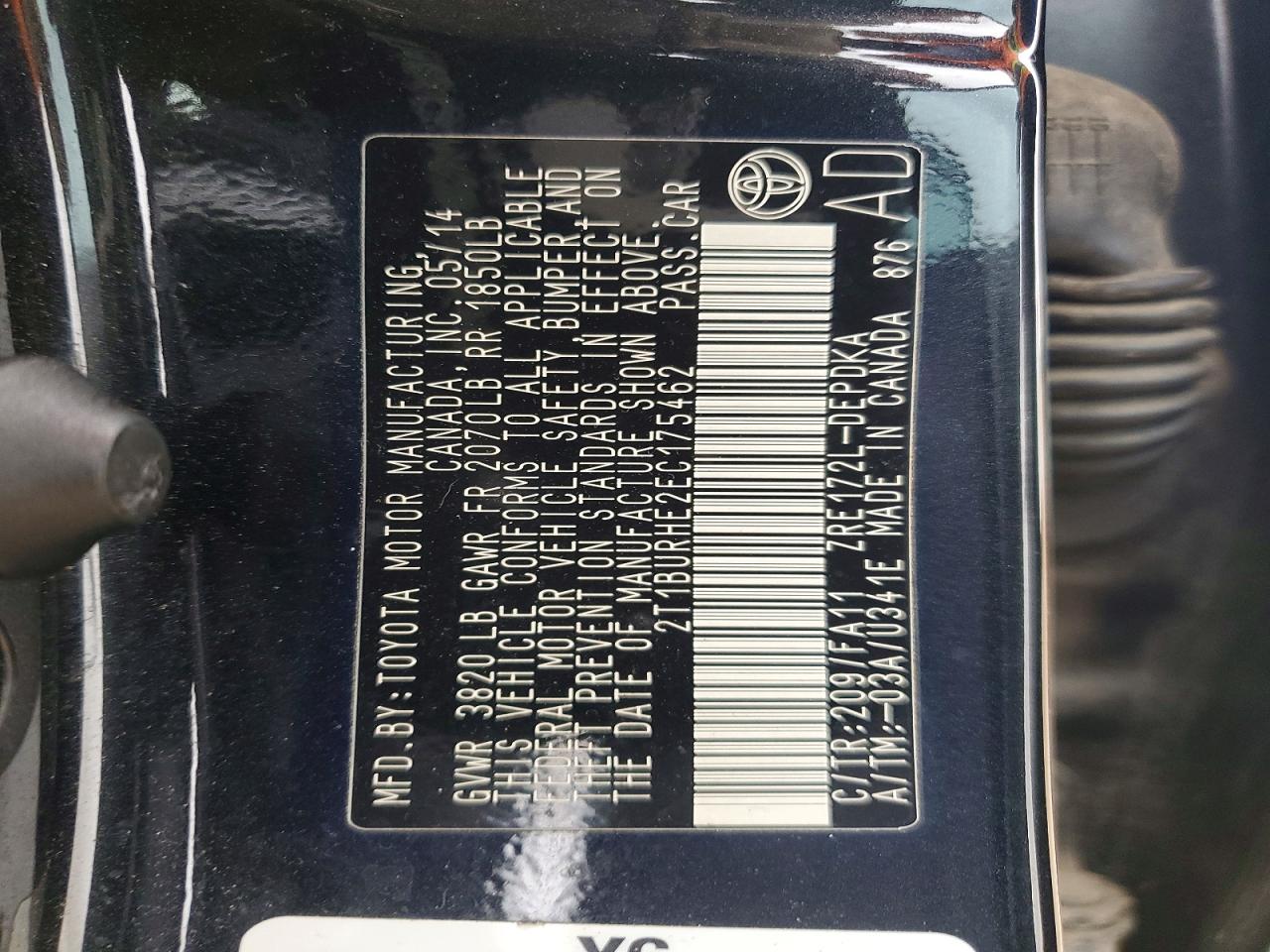 2014 TOYOTA COROLLA