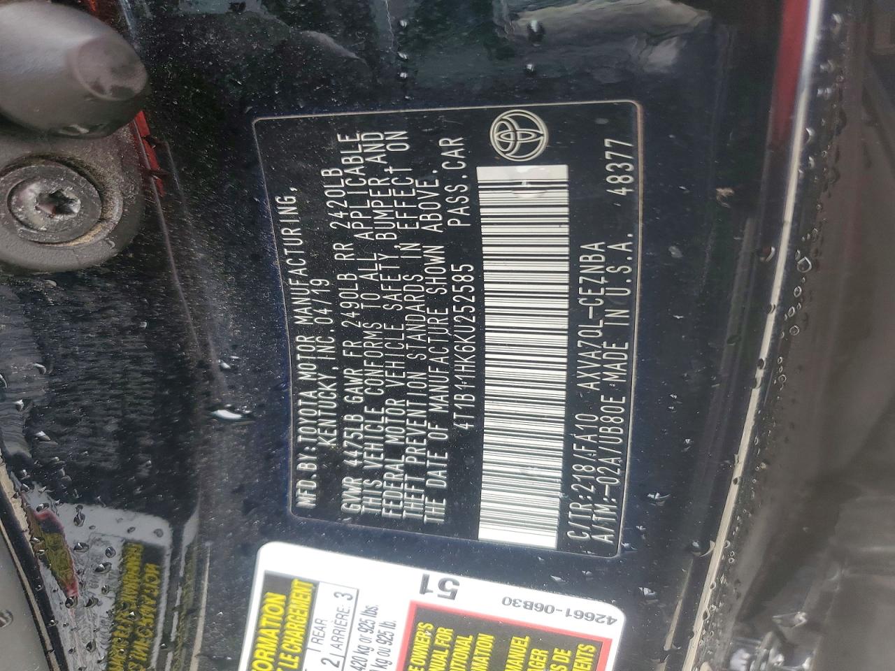 2019 TOYOTA CAMRY