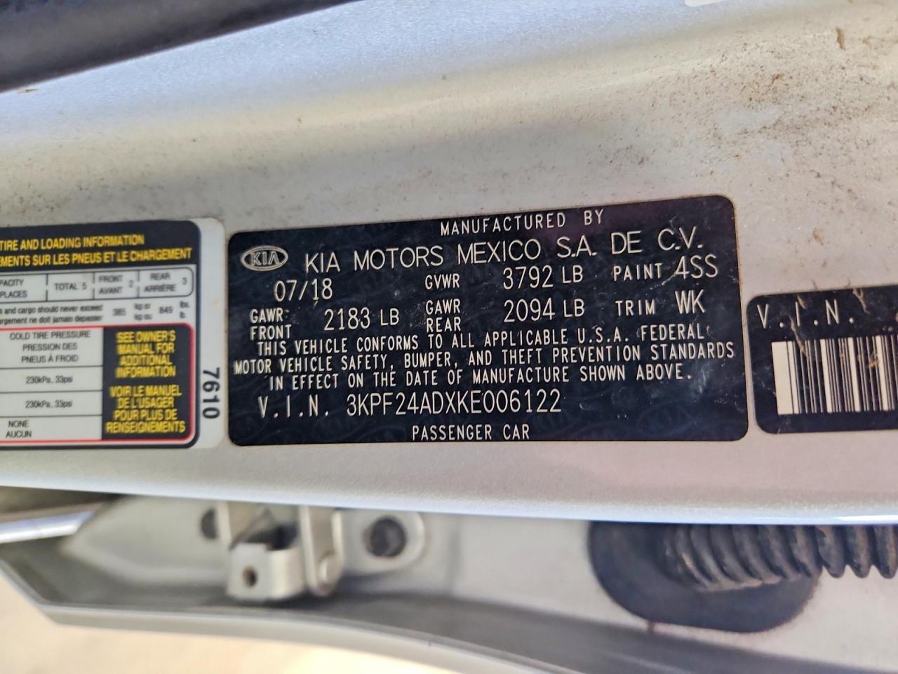 2019 KIA FORTE