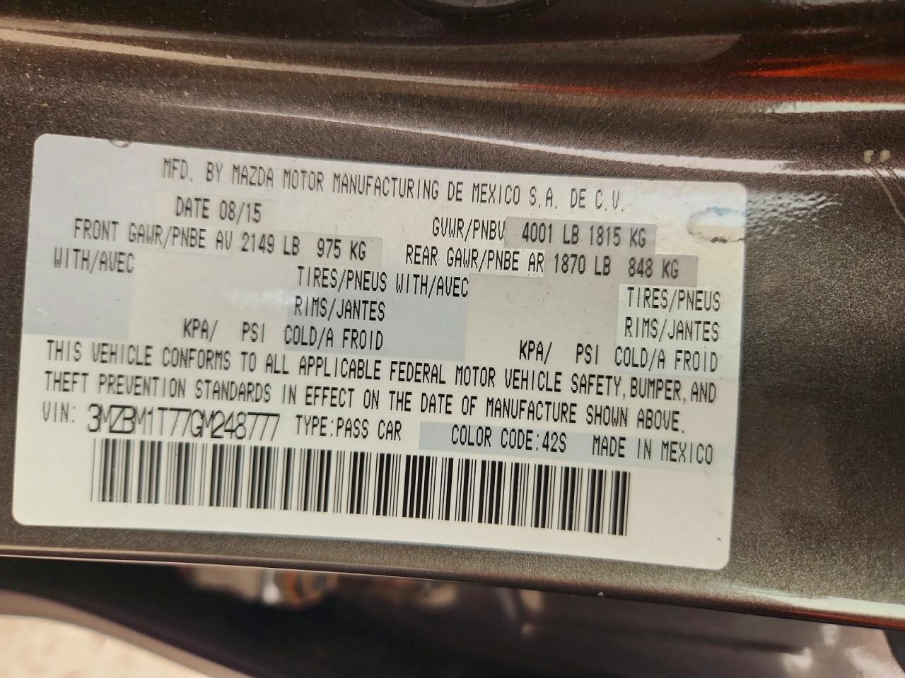 2016 MAZDA 3