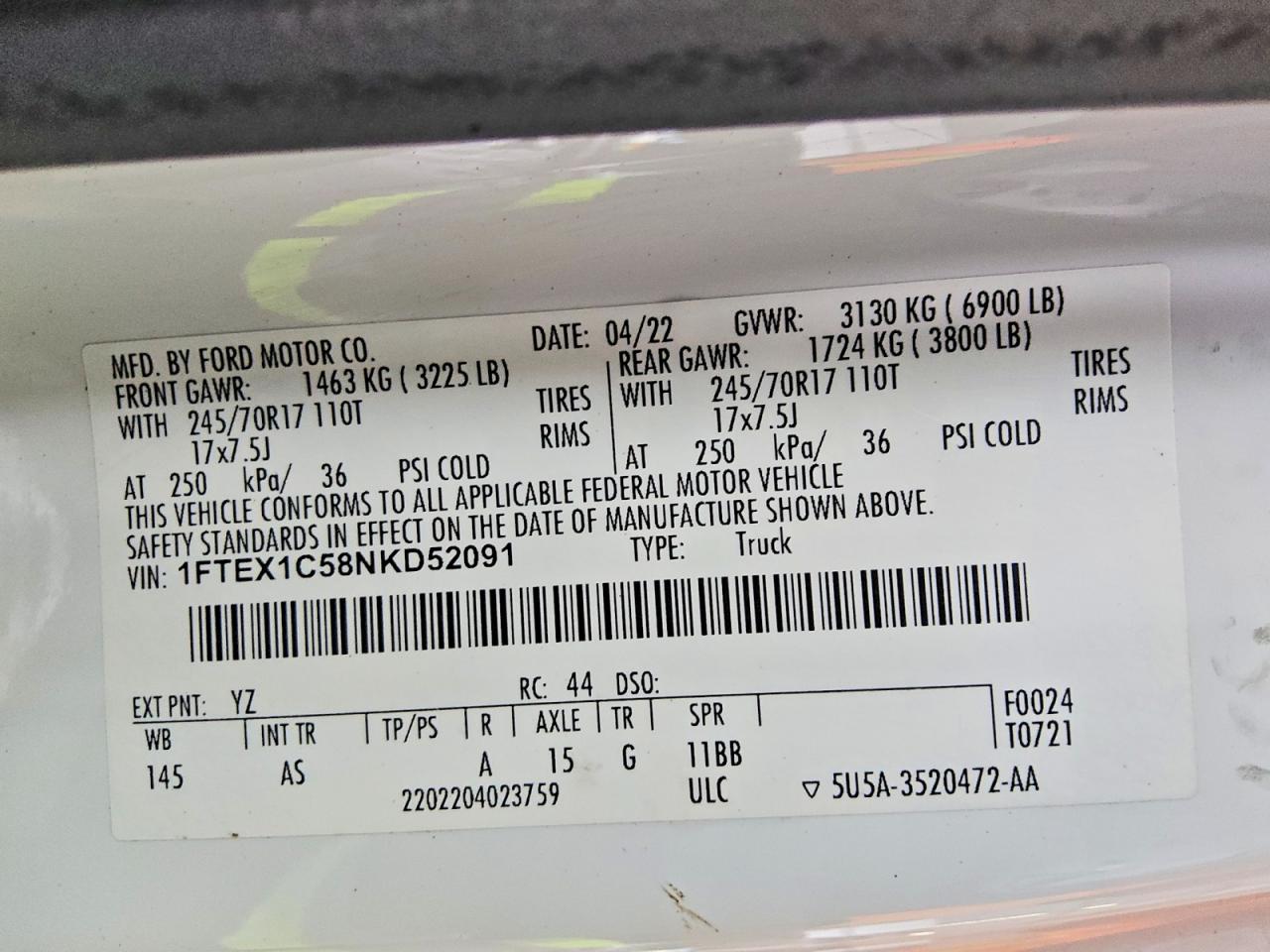 2022 FORD F150